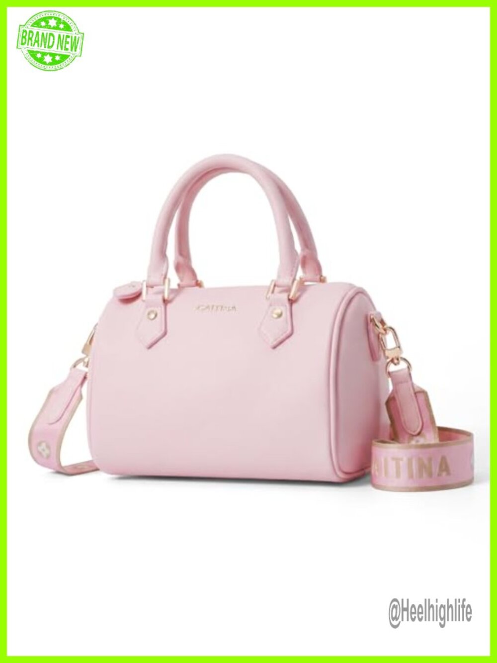 Caitina Vegan Leather Crossbody Top Handle Handbag Small Boston Bag